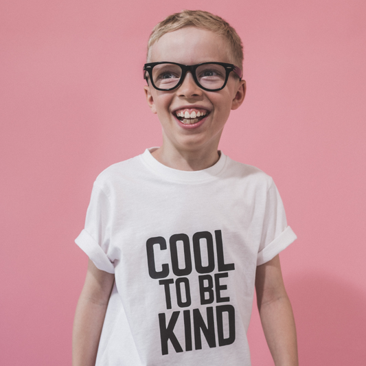 COOL TO BE KIND Organic Kids T-Shirt - Black on White