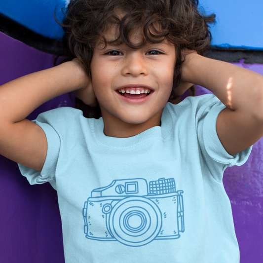 Retro Camera Organic T-shirt - Sky Blue