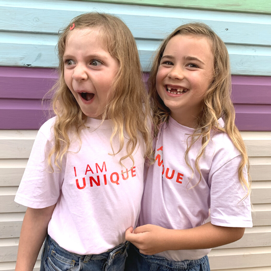 I AM UNIQUE Organic Kids T-Shirt - Cotton Pink