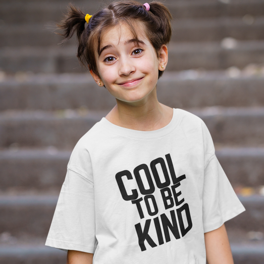 COOL TO BE KIND Organic Kids T-Shirt - Black on White