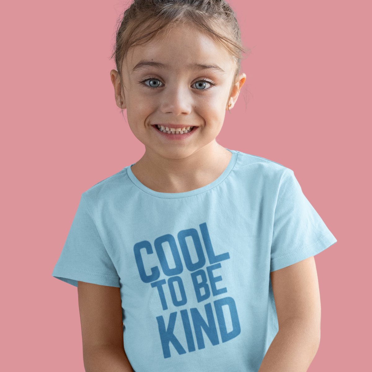 COOL TO BE KIND Organic Kids T-Shirt - Mid Blue on Sky Blue