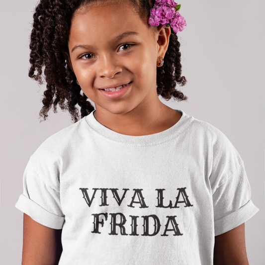 FRIDA KAHLO 'VIVA LA FRIDA' Organic Kids T-shirt - Black On White