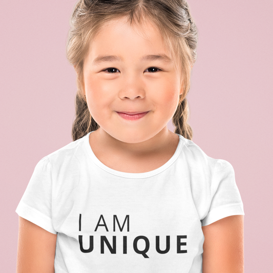 I AM UNIQUE Organic Kids T-Shirt - Black on White