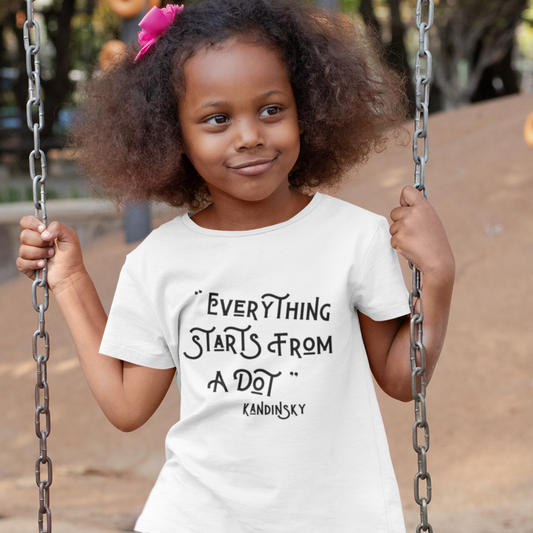 KANDINSKY "EVERYTHING STARTS FROM A DOT" Quote Organic Kids T-shirt - Black on White