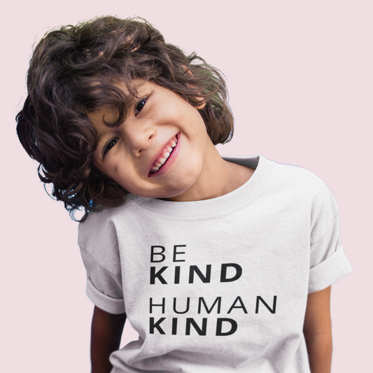 BE KIND HUMAN KIND Organic Kids T-Shirt - Black on White