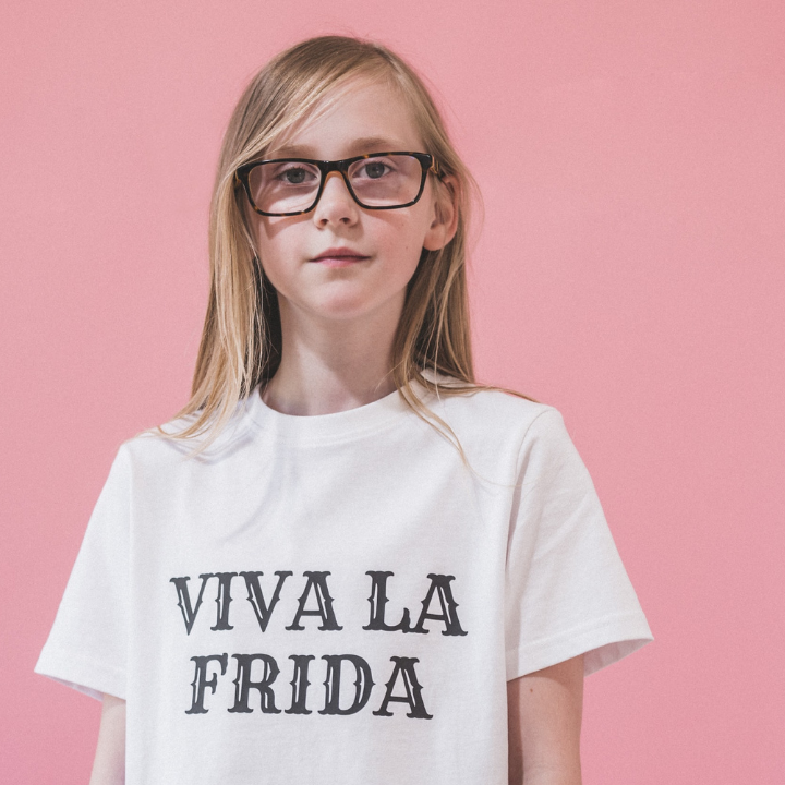 FRIDA KAHLO 'VIVA LA FRIDA' Organic Kids T-shirt - Black On White