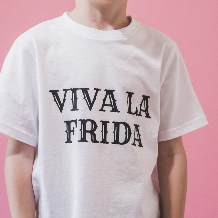 FRIDA KAHLO 'VIVA LA FRIDA' Organic Kids T-shirt - Black On White